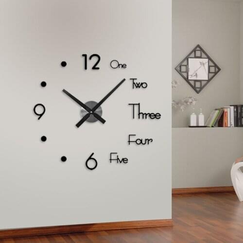 Punch-free Wall Sticker Clock DIY European Style Simple Clock Mute Home Living Room Study Bedroom Wall Clock
