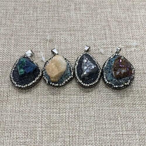 Irregular Resin, Natural Stone, Crystal Inlay, Fashion Pendant, DIY Jewelry Making, Necklace and Bracelet, Size 30x50-45x60mm