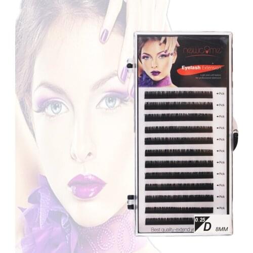 NEWCOME All Sizes Individual Eyelashes Natural Lashes Extension B C D Faux Mink Eyelash Extension 0.05-0.25mm