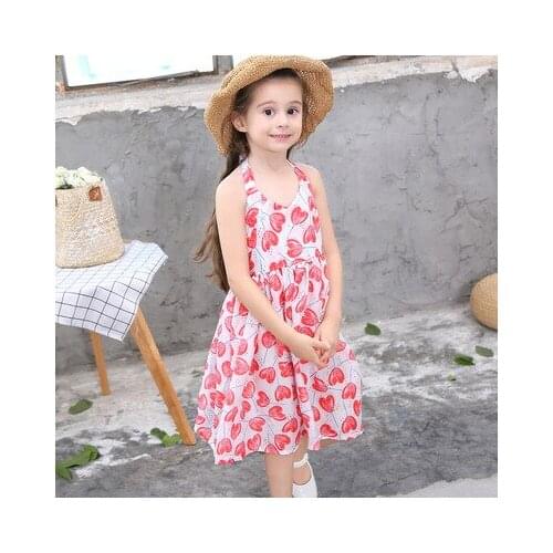 Explosive dresses trend summer new V-neck girls holiday cotton print fashion baby girl jumpsuit