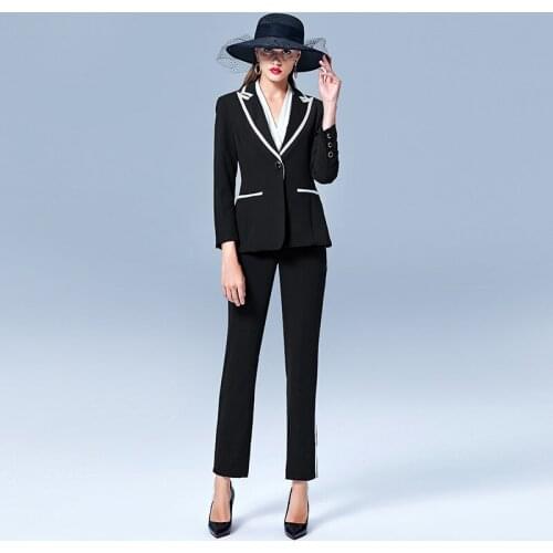 New Set womens spring and autumn new female professional blazer Slim simple black suit and pants feet pants two sets