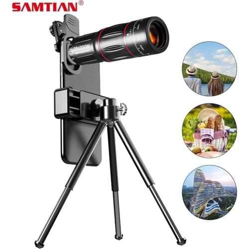 SAMTIAN 28X HD Phone Lens Professional Camera Lens Fish Eye Lente Set Telescope Zoom Macro Lens with Mini Tripod For All Phone