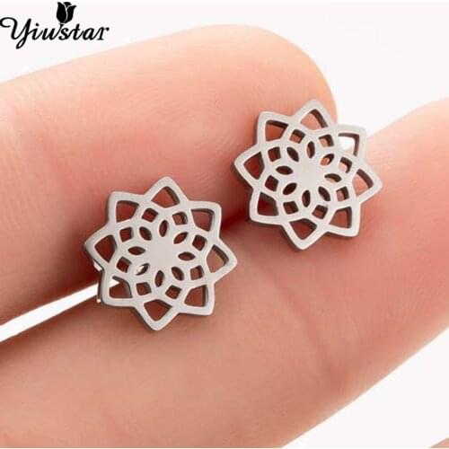 Origami Flower of Life Earrings Mandala Stud Earrings Small Geometric Snowflake Ear Piercing Christmas Gifts Jewelry