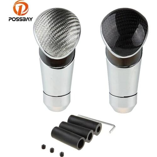 POSSBAY Car Gear Shift Knob Universal Aluminum Carbon Fiber Gear Stick Shift Shifter Lever Knob Manual Transmission
