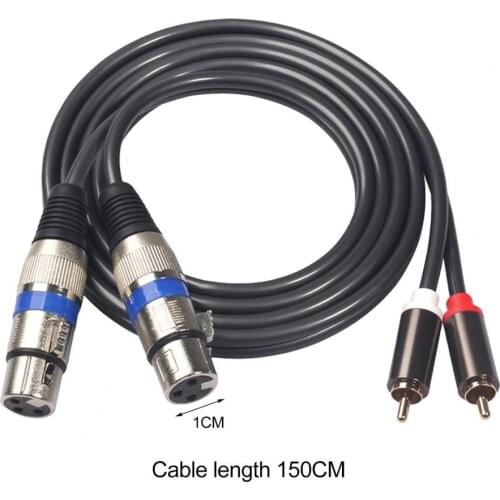 Professional 1.5m Dual RCA Male to Dual XLR Female Audio Signal Patch Cable Adapter for Microphone Mixer Headphone Amplifier