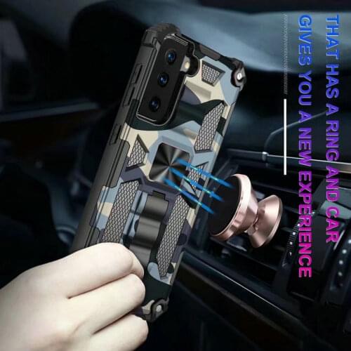 Shockproof armor Cover For Samsung Galaxy S21 Ultra S21 FE Case Camouflage Rugged Stand shield shell S21 PLUS S 21 Cases Holder