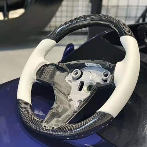 Cuatomized Carbon Fiber Steering Wheel Perforated Leather for Tesla Model 3 2017 2018 2019 2020Model Y