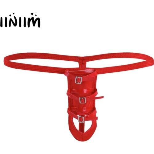 Iiniim Sexy Men Lingerie Panties Open Butt with Penis Hole Jockstraps Pouch Wetlook String Homme Male Sissy Underwear Underpants