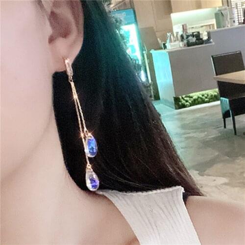 Needle Earrings Fashion Jewelry Teardrop Earrings Hot Selling Metal Double Chain Long Dangle Earrings For Women Gifts