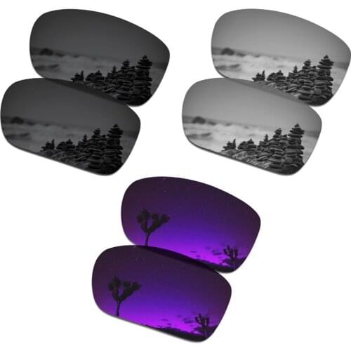 SmartVLT 3 Pairs Polarized Sunglasses Replacement Lenses for Oakley TwoFace Stealth Black & Silver Titanium & Plasma Purple