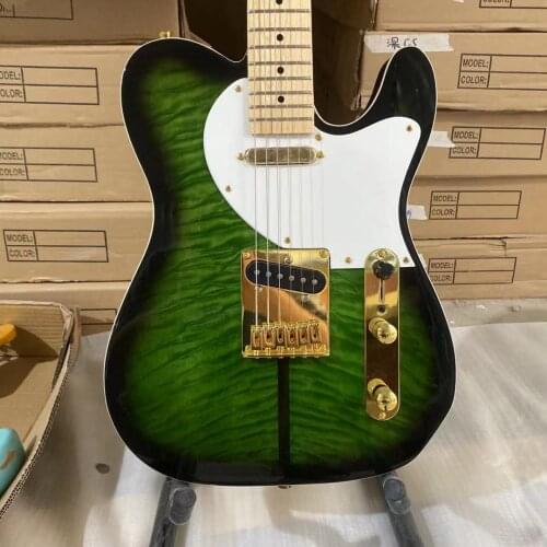 Dog Electric Guitar AAA Cloud Maple Top Golden Hardware Black Circle Green Maple Fingerboard Free Shipping