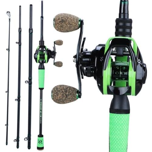 Sougayilang 4 Section Ultra Light Portable Carbon Casting Fishing Rod with 12+1BB 7.2:1 Baitcasting Reel Combo for Bass Fishing