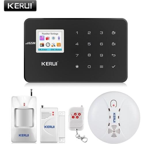 KERUI Smart Security Alarm System GSM 433MHZ Wireless Frequency Power Failure Reminder Smoke Sensor Siren APP Control System Kit