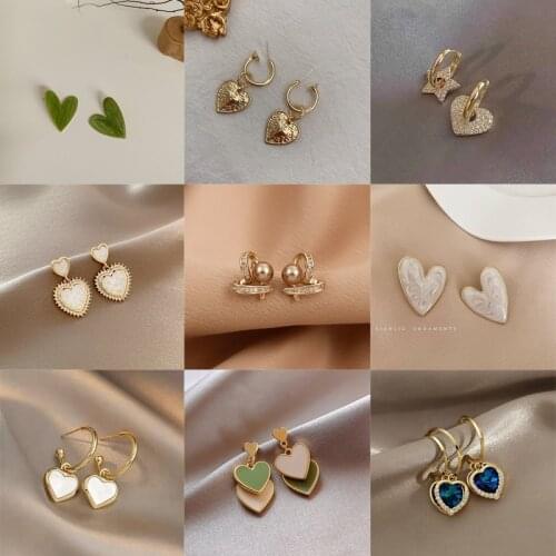 YAOLOGE Vintage Heart Dangle Earrings For Women Geometric Zinc Alloy Earrings New Fashion Party Gift Jewelry серьги 2021 тренд