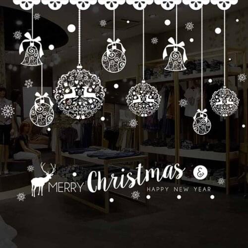 Hanging Snowflake Christmas Decoration Balls Wall Decals Glass Window Decoration Stickers New Year Party Home Decor