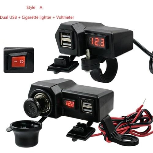 10-24V Waterproof 5V 3.4A Motorcycl Phone Charger Dual USB Charger Voltmeter Adapter for Motorbike Motorcycle Phones GPS