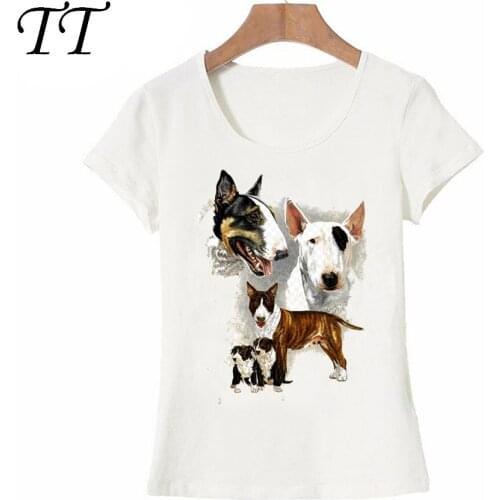 I Love my friend Bull Terrier art maiden T-Shirt Summer novelty women t-shirt funny dog print cute girl Tops ladies casual Tees