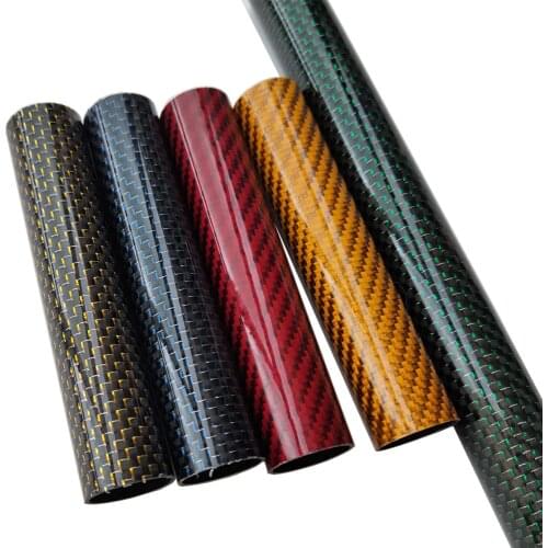 2pcs 500mm Length Golden Silk Colorful Carbon Fiber Tube OD10 12 16 20 22 25 30mm Red Blue Yellow Carbon Fiber Pipe for RC Drone