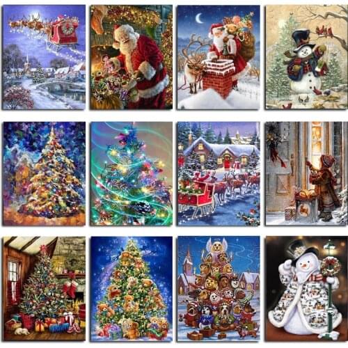 ZOOYA DIY 5D Diamond Painting Christmas Full Square Diamond Painting Kerstkaarten Diamond Embroidery New Year Decor Full Set A01