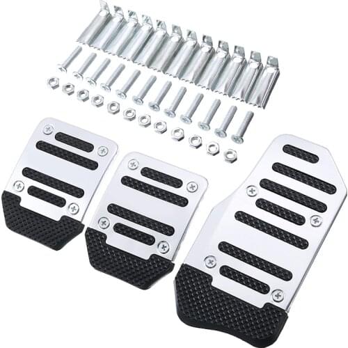 3pcs/set Silver Non Slip Car Brake Accelerator Clutch Pedal Pad Cover Auto Interior DIY Accessories Parts