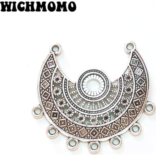 2019 New 3pcs 41*44MM Retro Zinc Alloy Crescent Hollow Out Moon Connectors Charms Pendants for DIY Jewelry Accessories