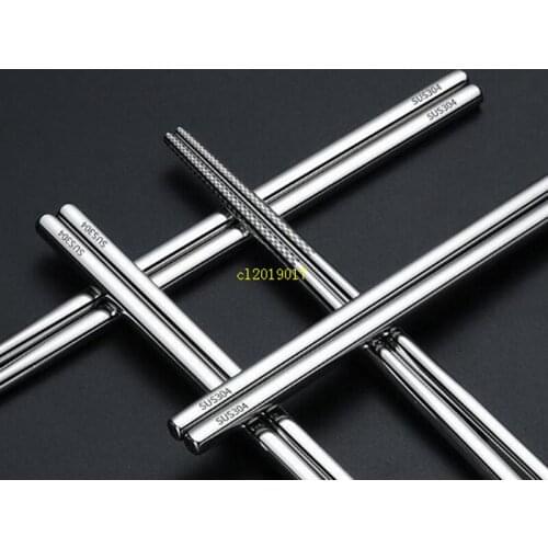 300pair/lot food grade top 304 stainless steel tableware chopsticks household metal alloy square chopsticks Custom logo