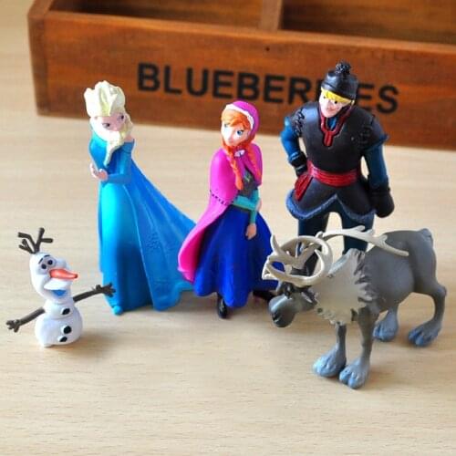 5pcs/lot Disney Princess Elsa Anna Frozen Snow Queen Model Kristoff Sven Olaf PVC Figure Toy Juguetes Gift For Children Snowman