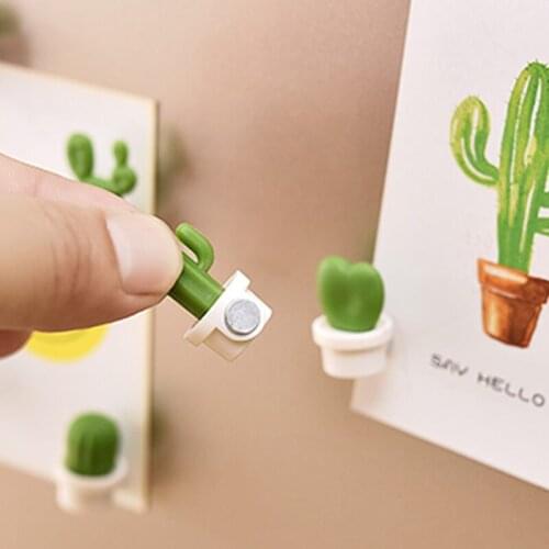 6pcs Cactus Fridge Magnets Cute Mini Succulent Plant Vase set Magnet Button Refrigerator Message Sticker Magn
