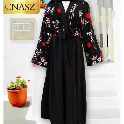 Abaya Fashion Dubai Kaftan Arab Islam Women Long Floral Muslim Kimono Cardigan Hijab Dress Turkish Mubarak Islamic Clothing