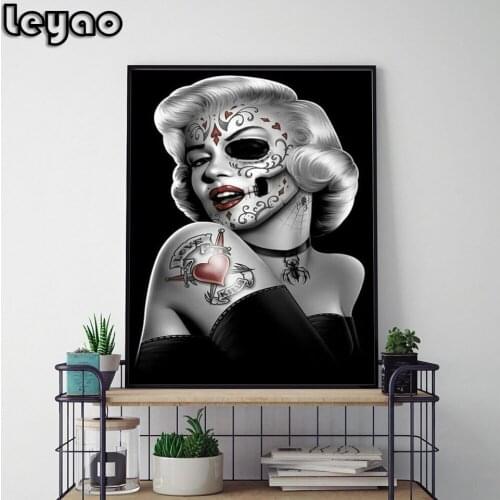 DIY Diamond Painting 5d Mosaic Skull Flower Beauty Full Square/Round Diamond Embroidery Portrait Needlework Home Decor