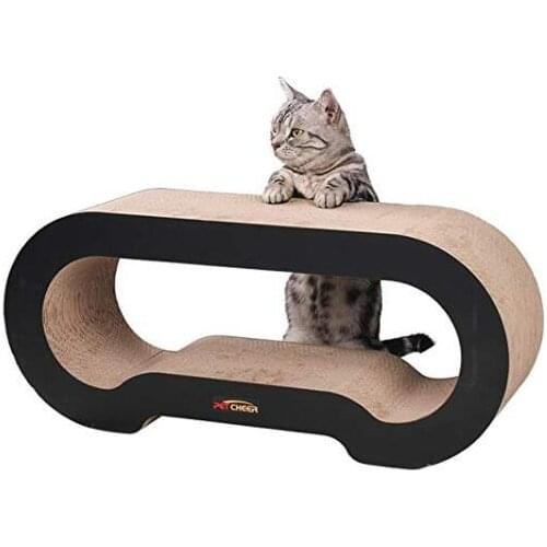 Jumbo Cat Scratcher Lounge Sofa Fat Cat Bed Cardboard Paper High Quality Cat Toy Scratching Pad with Catnip Black