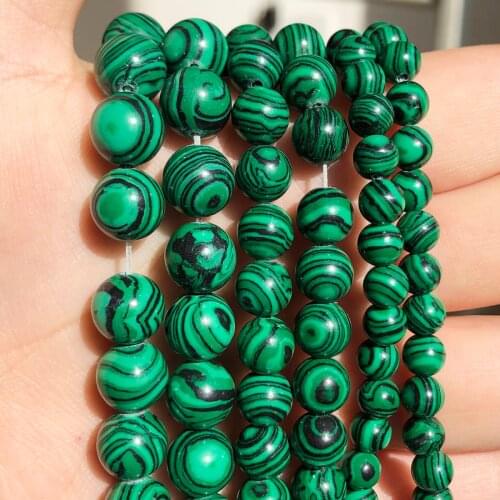Natural stone beads Green Malachite Round Loose Stone Spacer Beads for DIY Necklace Bracelet Jewelry Making Size 4 -14mm 15