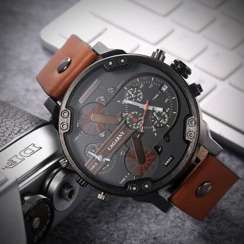 DropShipping 6820 Dual Display Watch Men Military Relogio Masculino Sport Casual Mens Quartz Watches Cagarny Cool Male Clock