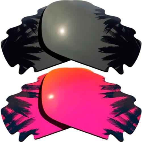 Black+Midnight Sun Mirrored) 2-Pairs Polarized Replacement Lenses for Jawbone Vented/Racing Jacket 100% UVA & UVB Protection