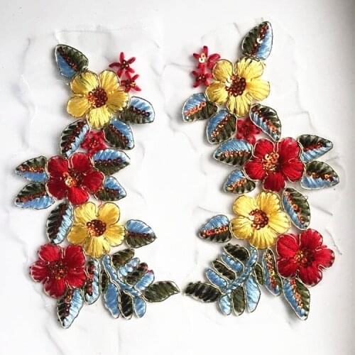 Flower Sequins and Embroidery patch Applique Handmade Rhinestone nail bead 3D patch for dress DIY Wholesale support 06