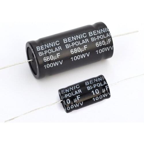 2pcs 150uF-680uF 100V Speaker Frequency Divider Amplifier Crossover Loudspeakers Filter Circuit Bi-Polar Non-Polarity Capacitor