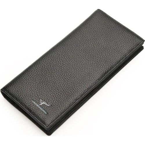 Real Cow Leather Mens Long Wallet Genuine Cowhide Leather Waist Bag For Money Card Holder Elegant Business Thin Purse Wallet