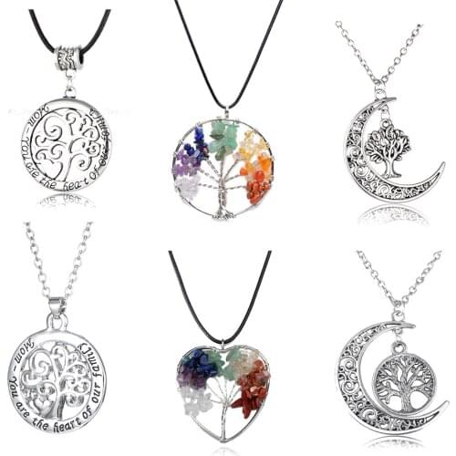 Tree Of Life Crystal Pendant Necklace Alloy Charm Elegant Women Love Jewely Men Christmas Gifts Accessories Fashion