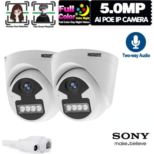 Face Detection 5mp IP POE Camera Two Way Audio CCTV Video Surveillance System Color Night Vision 2MP Indoor Home Security Camera