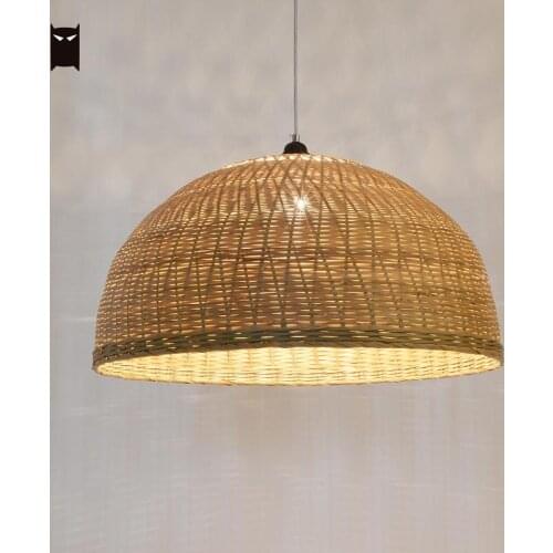 Delicate Bamboo Wicker Rattan Ripple Pendant Light Fixture Modern Rustic Hanging Lamp Design for Foyer Dining Table Living Room