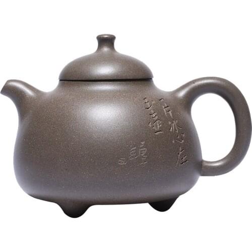 Raw Ore Crab Shell Green Three-legged Milk Tripod Pot Zisha Teapot Yixing Handmade Pot Kung-fu Teaware Purple Clay Drinkware