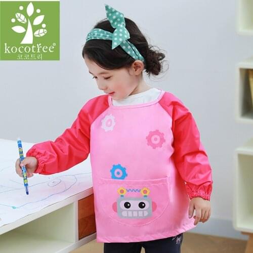 Kocotree Children Waterproof Painting Apron Long Sleeve Drawing Kitchen Cooking Baking Smock 0-11 Years Old Kids Aprons