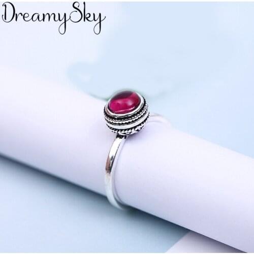 Summer Bohemian Ethnic Red Crystal Ring For Women Female Fashion Finger Rings Korean Rings Girl Party Gift Gothic Jewelry