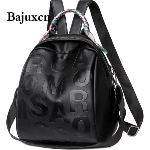 Trendy embossed letter backpacks brand designer ladies school bag spring 2021 new soft leather multifunctional travel bag sac