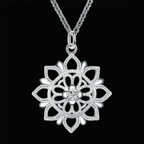 Fashion wedding silver color necklaces Trend For Women charm Simple flower wedding party necklace Jewelry LN004