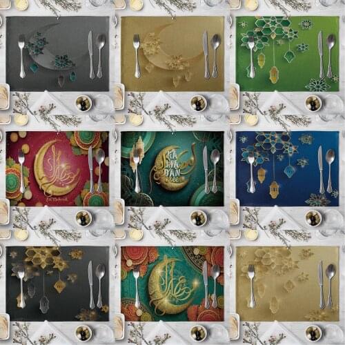 Muslim Ramadan Festival Printing Table Napkins Star Moon Night Party Decor Tablecloth Table Kitchen Decor Placemat