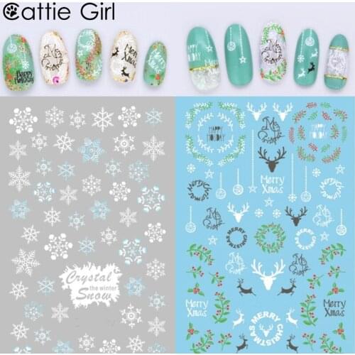 Christmas Halloween Stickers Snowflak Nails Art Water Decal Decorations Water Transfer Manicure Stanta Claus Nail Art Decal
