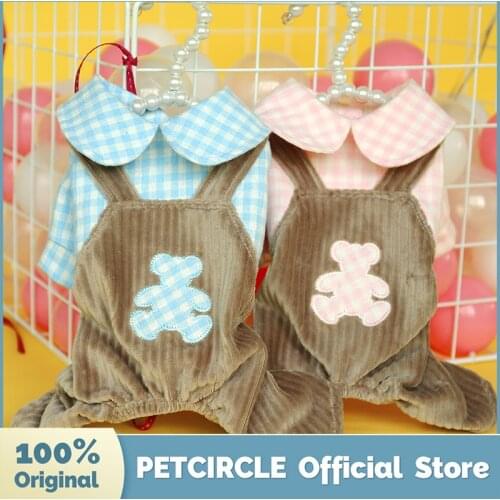 PETCIRCLE New Dog Puppy Clothes Plaid Bear Overalls Pet Cat Fit Small Dog Spring and Autumn Pet Cute Costume Dog Cloth Dog Coat