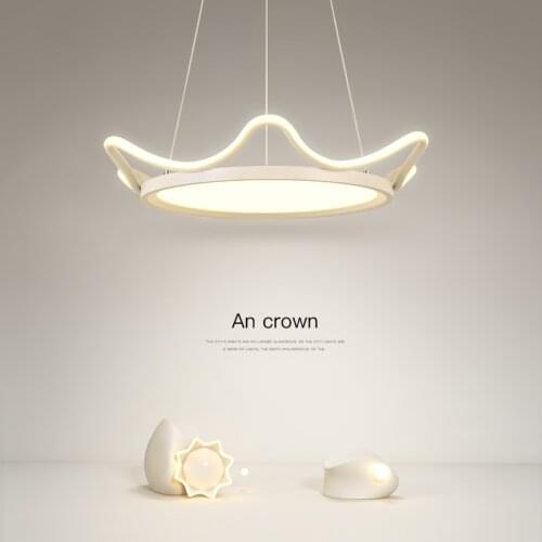 New Led Pendant Lamp Warm Bedroom Lighting Modern Nordic Creative Crown Childrens Room Girls Romantic Living Decor Design Light