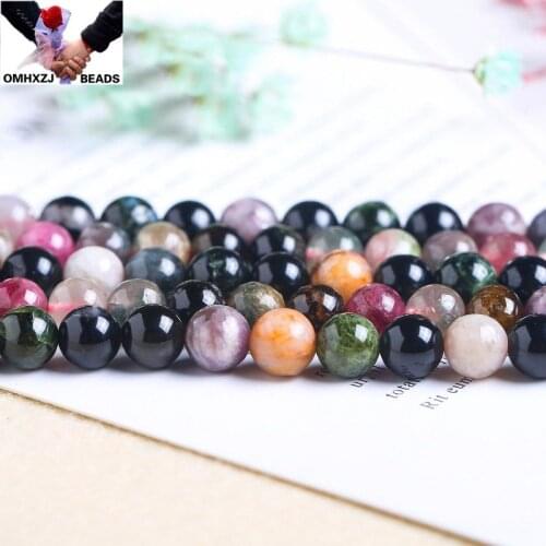 OMH Wholesale JD34 46 8 10 12mm Natural Jewelry DIY Making Bracelet Necklace Natural AAA 5A Tourmaline Loose Spacer Round Beads